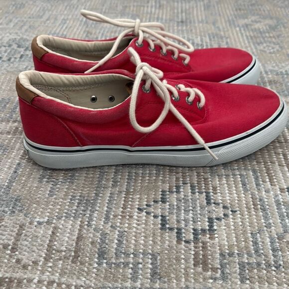 Sperry Men's Striper Fashion Sneaker, Red Canvas size 10.5 - Picture 2 of 9